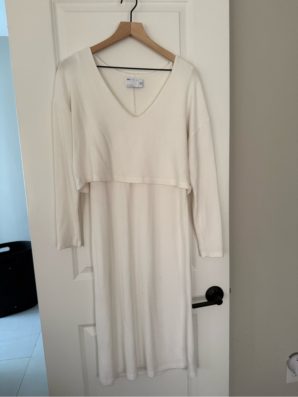 White Layered Sweater Midi Dress